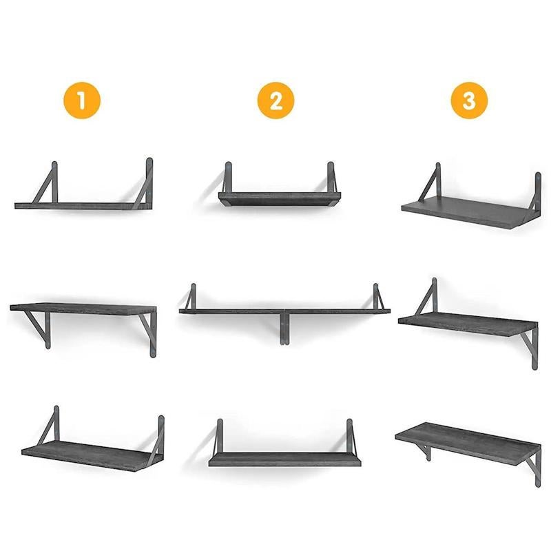 STORFEX Wooden Wall Mounted Floating Shelves - 4 Pack - Grey
