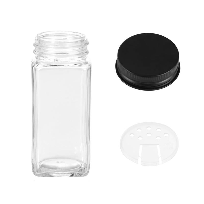 STORFEX 24-Pack 120ml Glass Spice Jars with Labels - Black