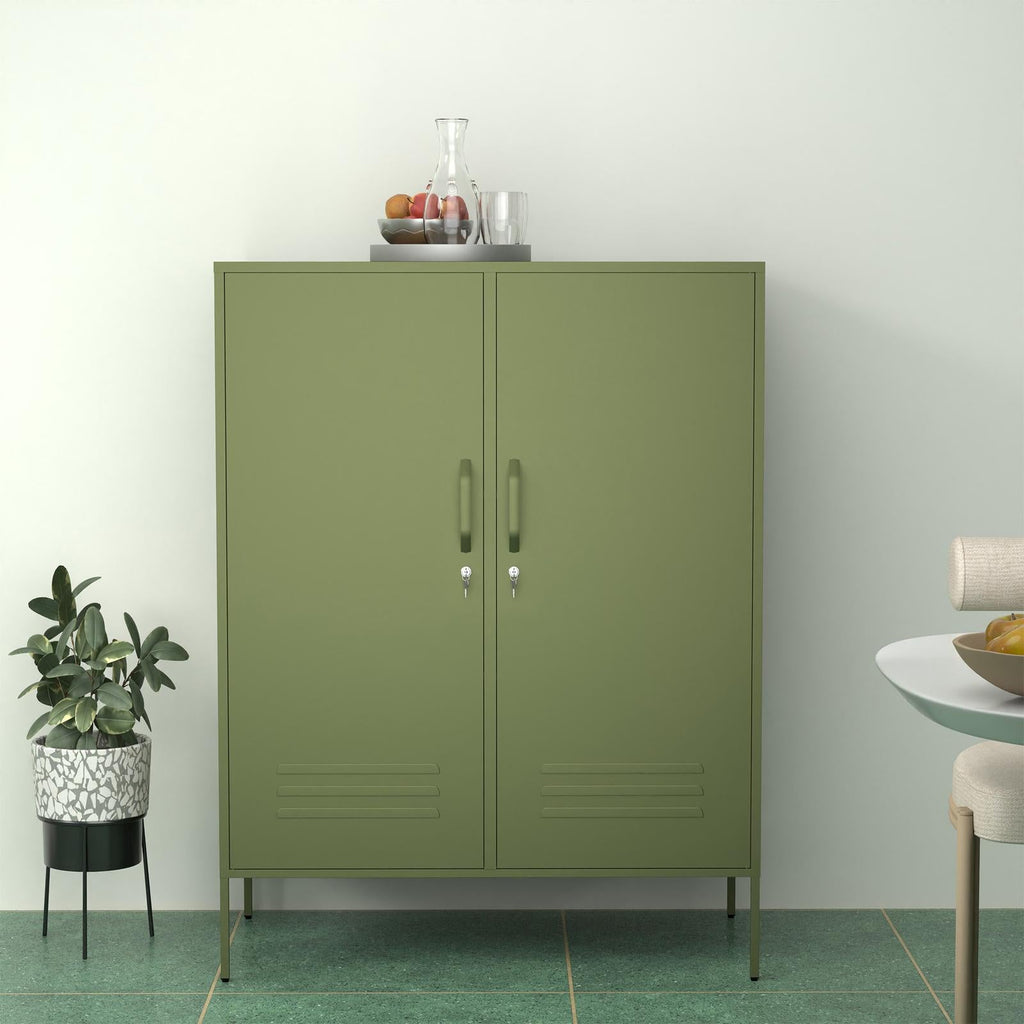 Fraser Country Milan Metal Side Cabinet - Olive Green