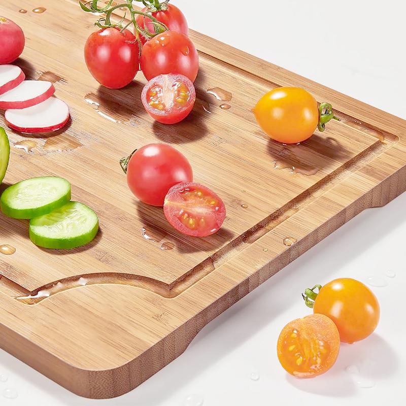OZZYCOOK 3-Pack Bamboo Cutting Boards for Kitchen Prep and Serving