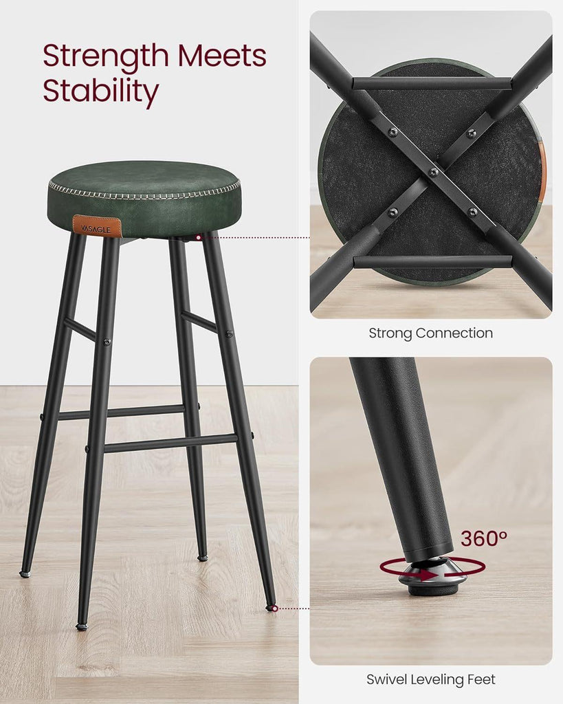 VASAGLE Ekho Collection Bar Stools Set of 2 - Forest Green