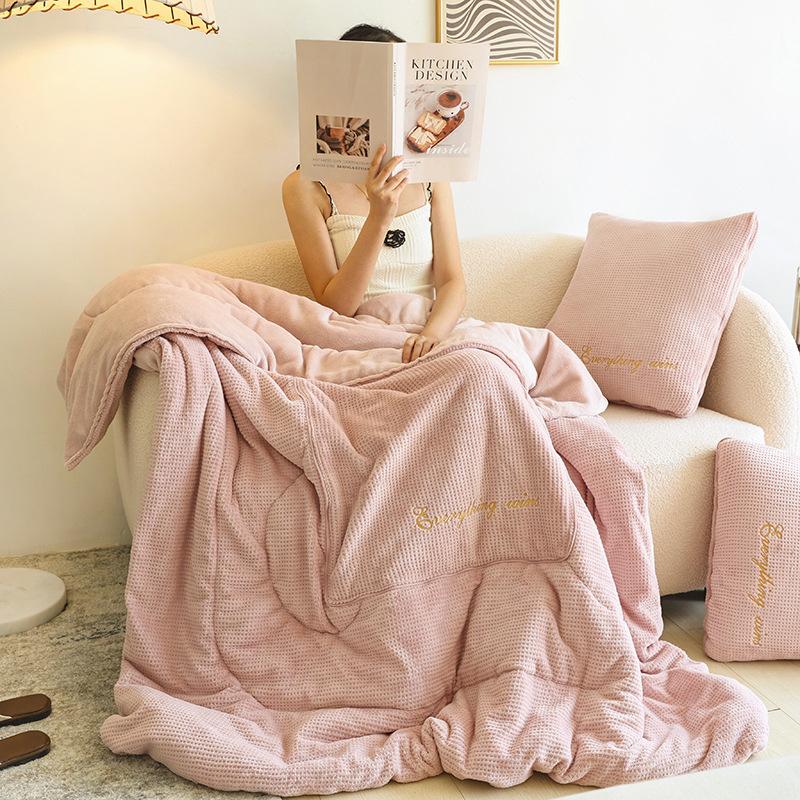 COMFEYA 2-in-1 Soft Plush Blanket Pillow - Pink