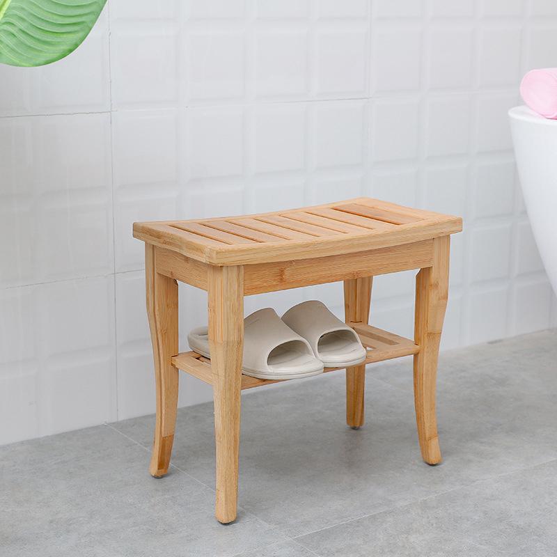 STORFEX 2-Tier Bamboo Shower Stool