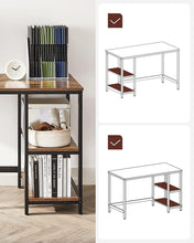Load image into Gallery viewer, Vasagle 55&quot; Computer Desk with 2 Shelves - Rustic Brown