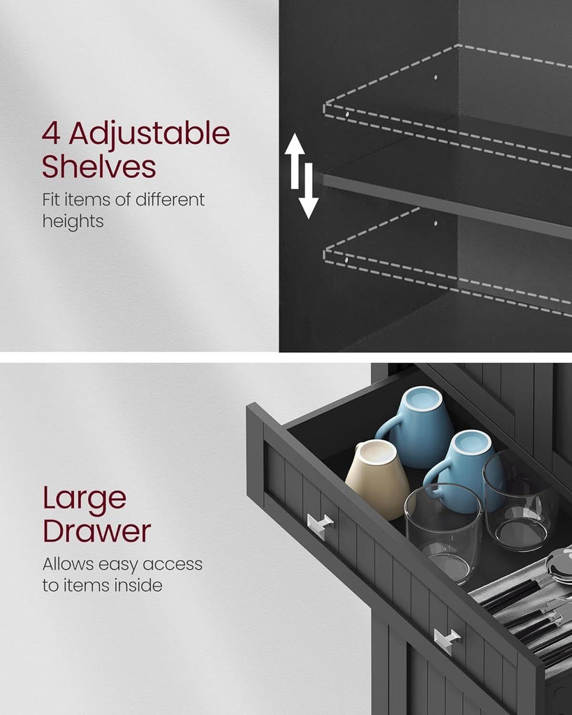 VASAGLE Freestanding Pantry Cabinet - Black