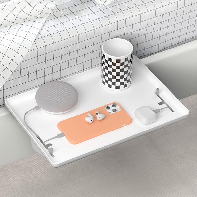 STORFEX 2 Pack Bed Side Table Tray Organizer - White
