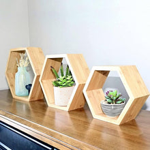 Load image into Gallery viewer, STORFEX Wooden Wall Mounted Hexagonal Floating Shelves