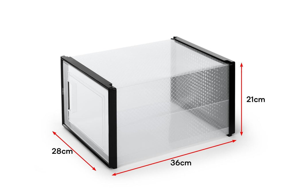 Ovela: Set of 12 Click Shoe Box-Large, Clear/Black