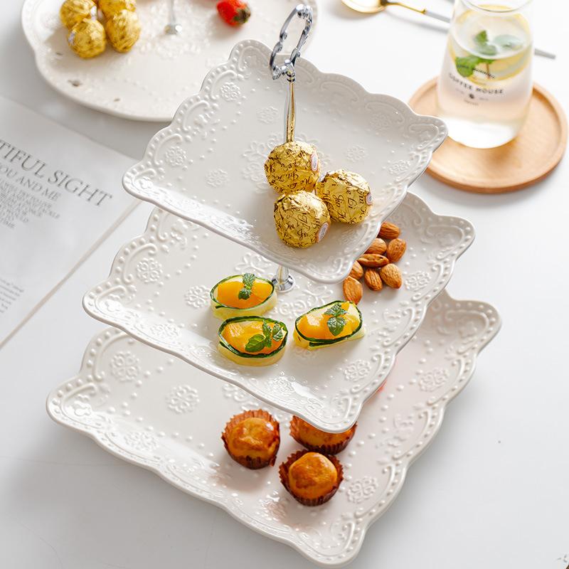 STORFEX 2pcs 3-Tier Porcelain Cupcake Serving Tray