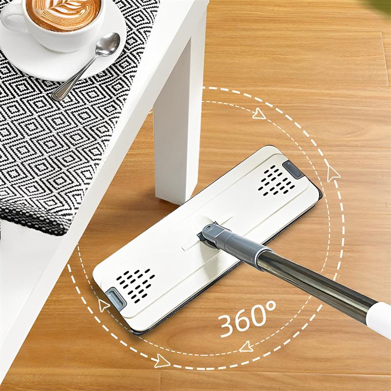 CLEANFOK Microfibre Mop with Bucket and 4 Washable Pads - White