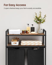 Load image into Gallery viewer, Vasagle 2-Compartment Laundry Hamper with 2 Storage Shelves - Rustic Brown