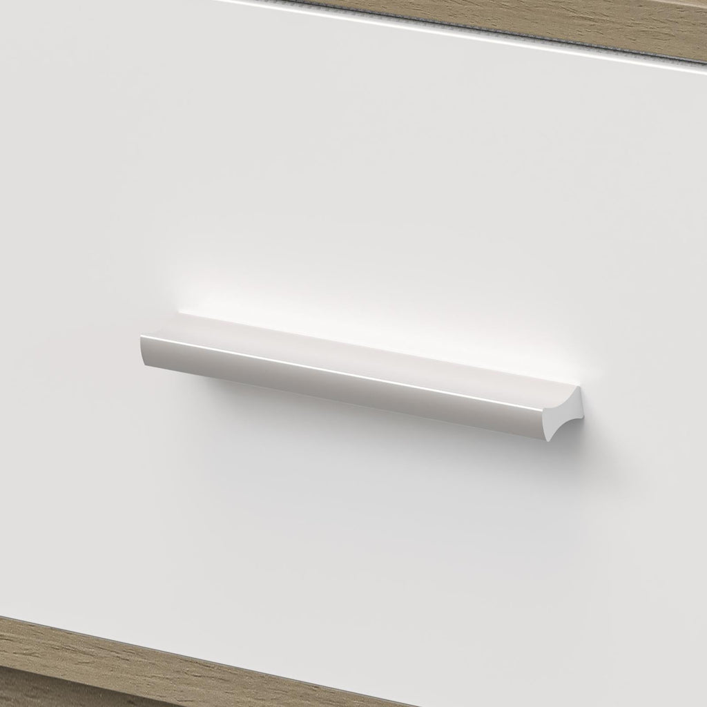 Fraser Country: Lada Home 4 Drawer Storage Dresser - Grey & White With Silver Handle