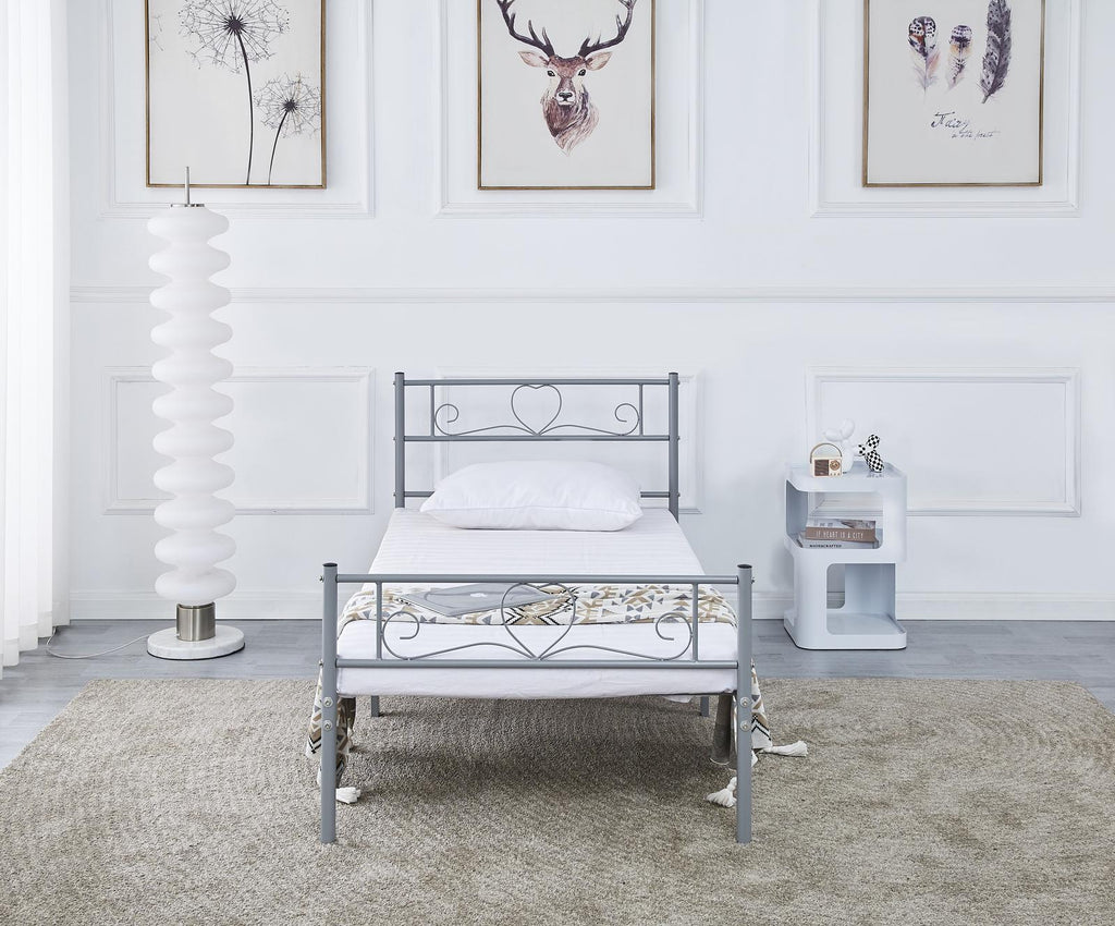 Fraser Country Single Metal Bed Frame - Grey