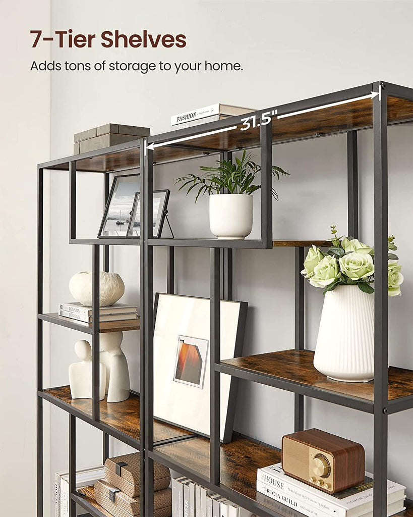 VASAGLE 6-Tier Bookshelf - Rustic Brown