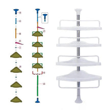 Load image into Gallery viewer, 4-Tier Adjustable Telescopic Bathroom Corner Shelf