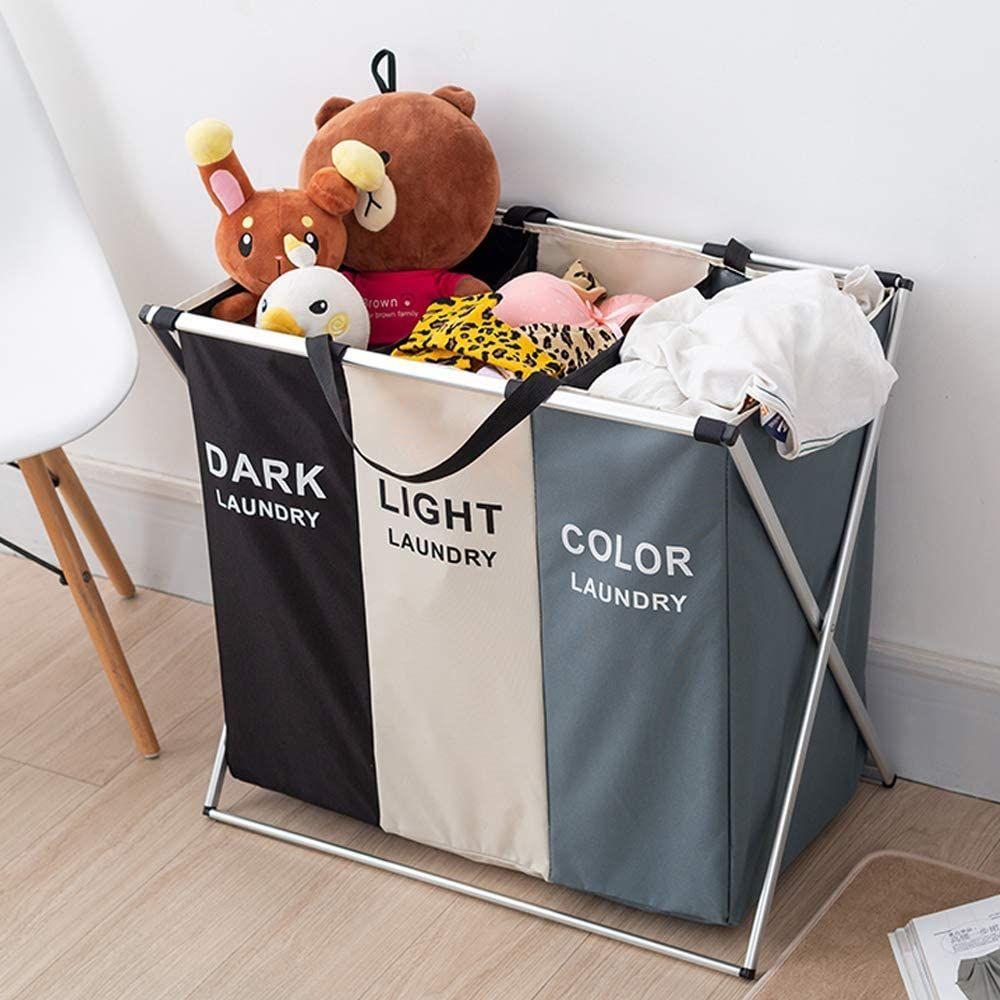 Triple Folding Fabric Laundry Basket