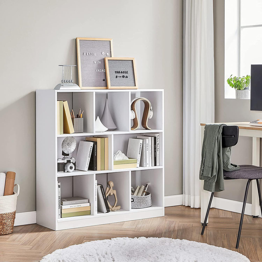 Vasagle Wooden Free Standing Bookcase with Open Cubes and Shelves - White