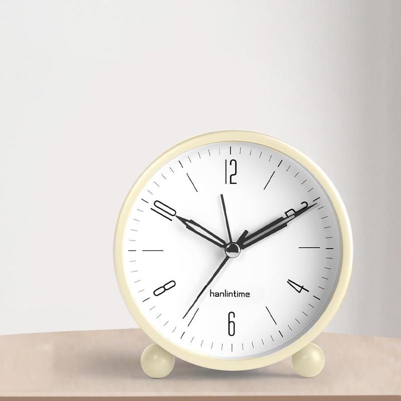 Non-Ticking Clock with Night Light - White