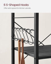 Load image into Gallery viewer, VASAGLE 3 Tier Metal Frame Kitchen Trolley - Ebony Black