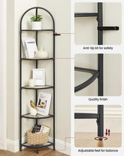 Load image into Gallery viewer, Vasagle Corner 5 Tier Tempered Glass Shelf - Black