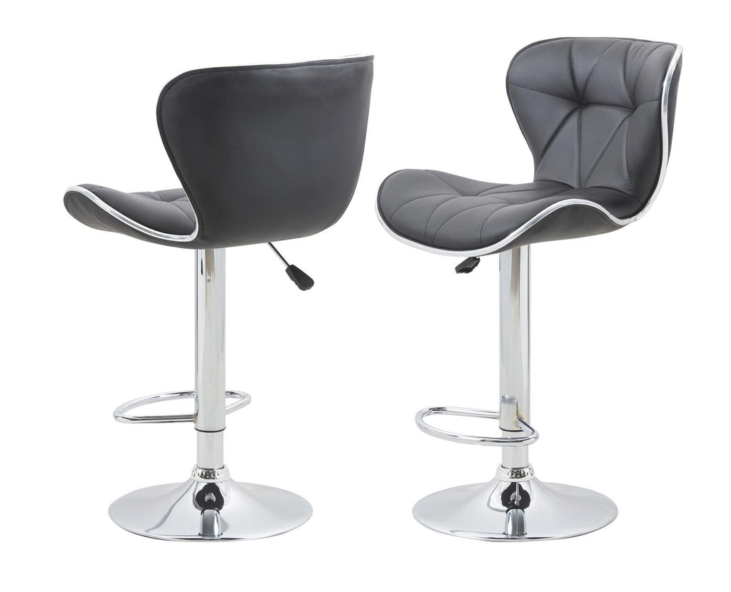 Fraser Country Adjustable Swivel High Back PU Leather Bar Stool (2/Pack) - Black