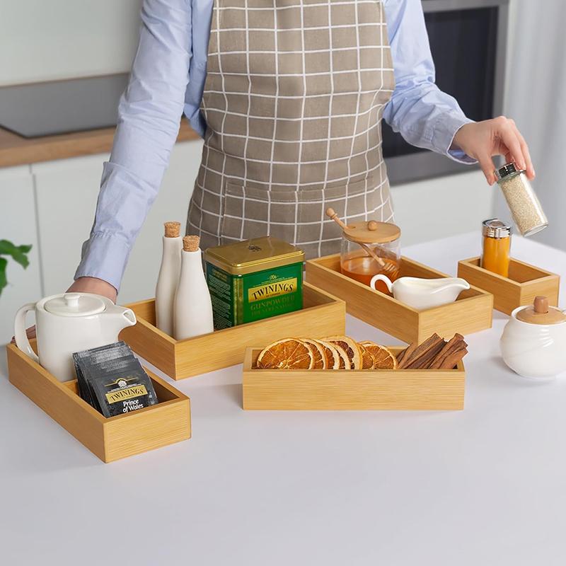 STORFEX 5-Piece Multi-Purpose Bamboo Storage Organizers