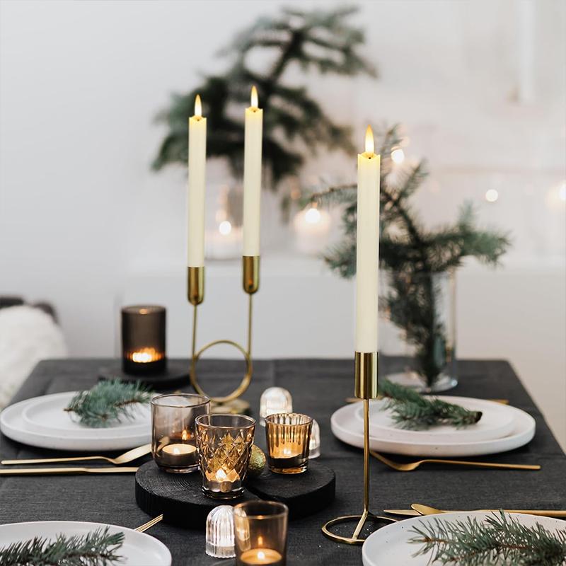 LUMIRO 6-Pack LED Flameless Ivory Taper Candles - White