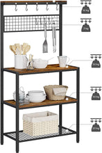 Load image into Gallery viewer, Vasagle Industrial Kitchen Baker&#39;s Rack - 3-Tier (Rustic Brown)