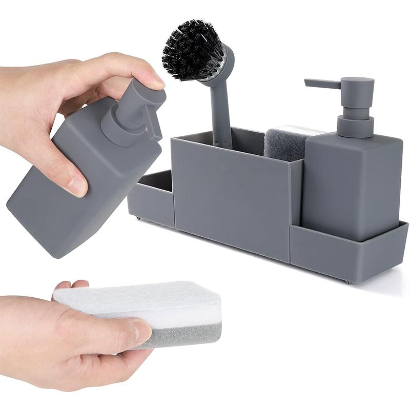 STORFEX Kitchen Soap Dispenser with Sponge Holder - Grey