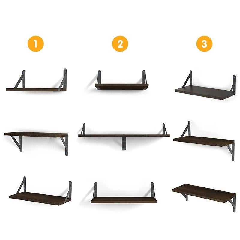 STORFEX Wooden Wall Mounted Floating Shelves - 4 Pack - Brown