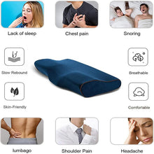 Load image into Gallery viewer, Contoured Memory Foam Pillow - Large (Navy Blue)