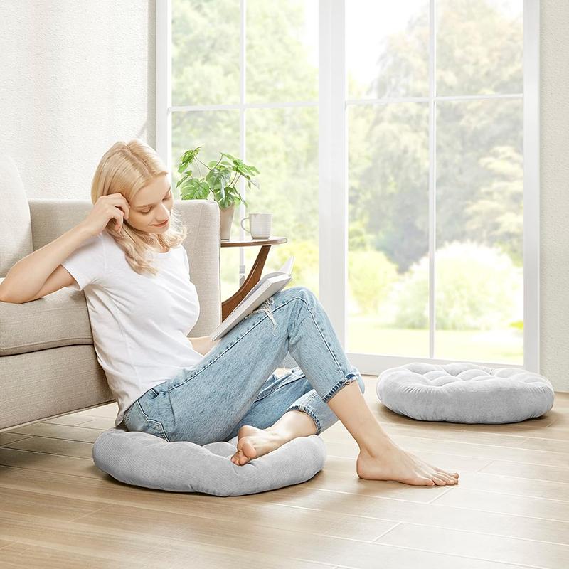 COMFEYA Meditation Floor Pillows Set of 2 - Grey