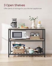 Load image into Gallery viewer, VASAGLE Kitchen Island with 3 Shelves - Greige/Black
