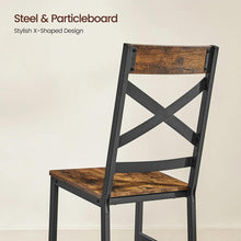 Load image into Gallery viewer, Vasagle Set of 2 Industrial Brown Dining Chairs Sets with Backrest