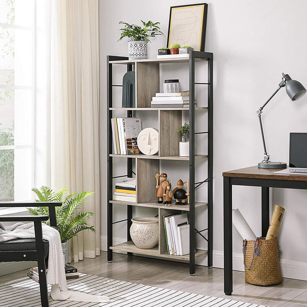 Vasagle : 4 Tiers Home Office Book Shelf - Greige and Black