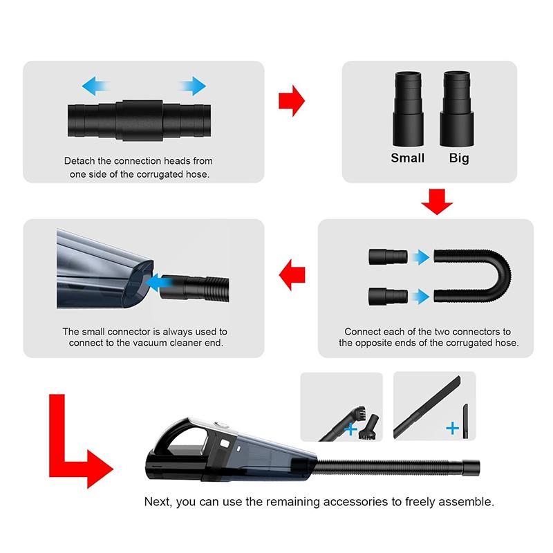 SUPREMETK Portable Car Vacuum Cleaner with 7500PA Suction - Black