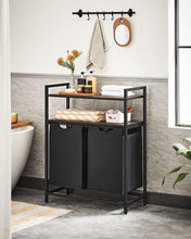 Load image into Gallery viewer, Vasagle 2-Compartment Laundry Hamper with 2 Storage Shelves - Rustic Brown