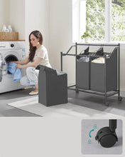 Load image into Gallery viewer, SONGMICS Rolling Laundry Sorter Cart with 3 Removable Bags - Grey