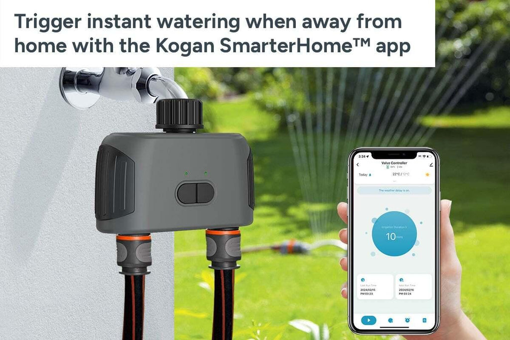 Kogan SmarterHome(TM) Wireless Garden Irrigation Water Timer with Dual Outlets
