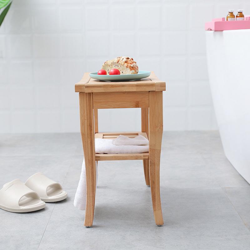 STORFEX 2-Tier Bamboo Shower Stool