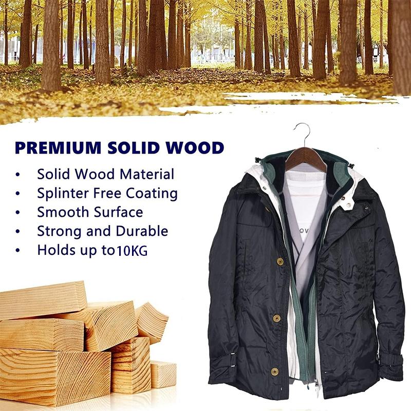 STORFEX 30 Pack Wooden Coat Hangers - Natural