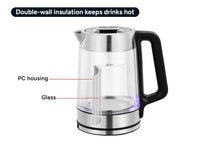 Load image into Gallery viewer, Kogan SmarterHome(TM) 1.7L Double Wall Glass Smart Kettle (Stainless Steel)