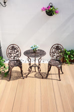Load image into Gallery viewer, Fraser Country Outdoor Bistro Table and Chairs with Rose Pattern Set of 2 - Bronze