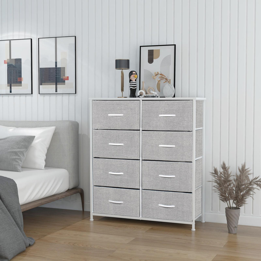 Ovela: 8 Drawer Storage Chest - Light Grey & White