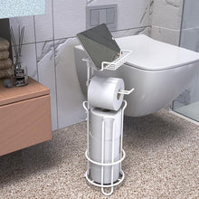 Load image into Gallery viewer, STORFEX Bathroom Toilet Tissue Roll Storage with Phone Holder - White