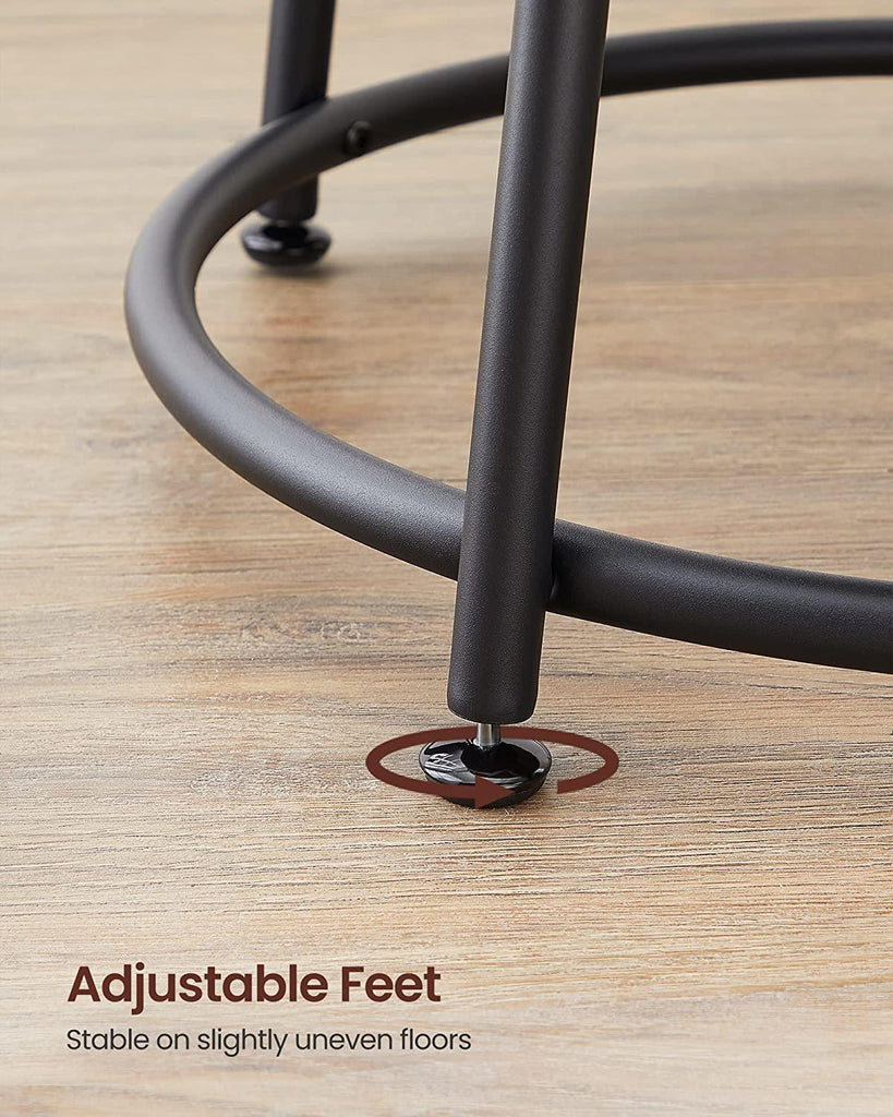 VASAGLE Round End Table with 2 Shelves - Rustic Walnut