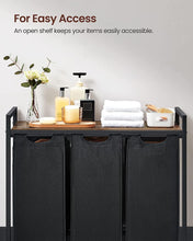 Load image into Gallery viewer, Vasagle 3-Compartment Laundry Hamper with Storage Surface - Rustic Brown