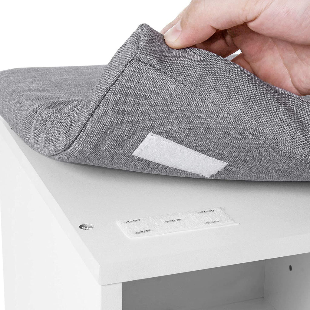 VASAGLE Shoe Bench Storage Cabinet with Cushion - White