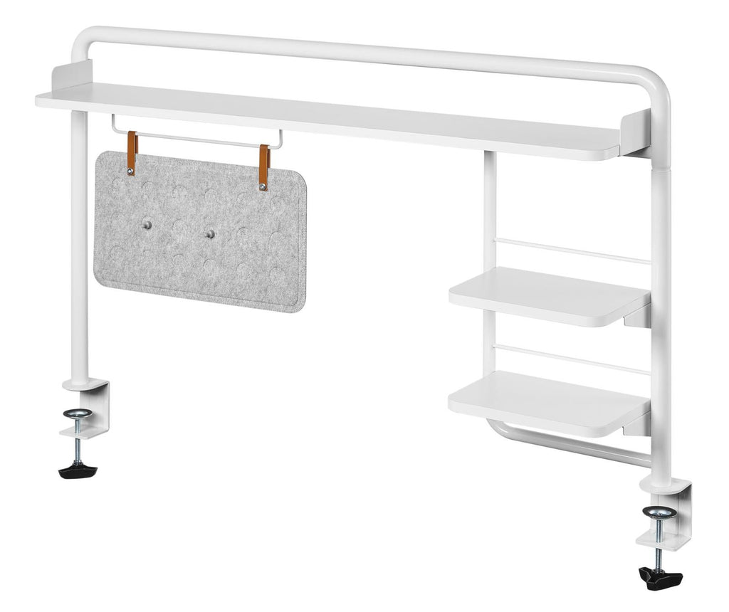 Gorilla Office Clamp On Shelf with Pegboard & Shelves -Matte White & White