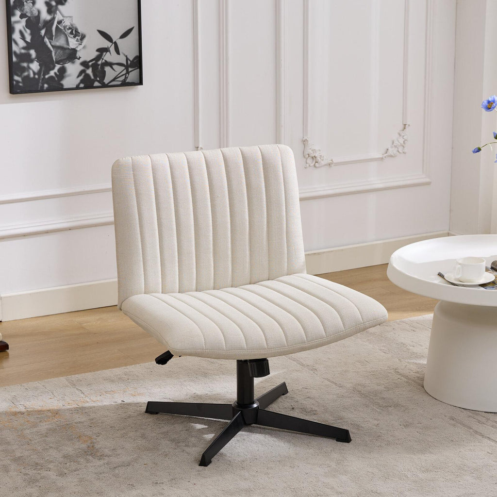 Gorilla Office- Ribbed Faux Linen Office Chair Ivory